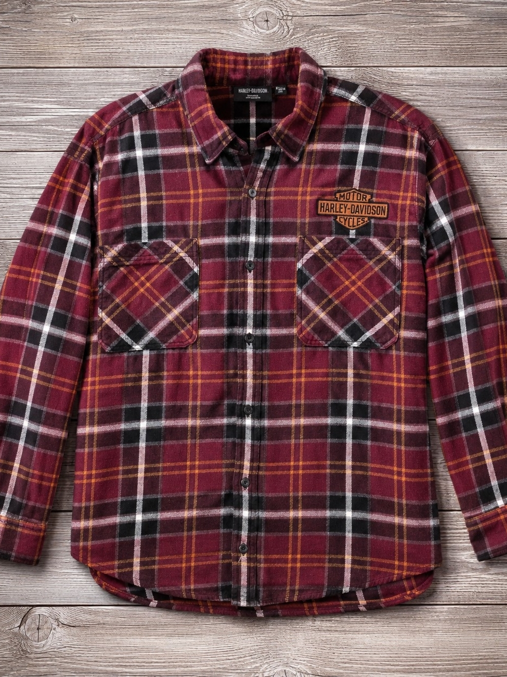 Harley-Davidson Men 2XL Plaid Flannel Shirt Embroidered Milwaukee 100% Cotton
